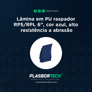 Lâmina em PU raspador RPS RPL 6 cor azul alto resistência a abrasão