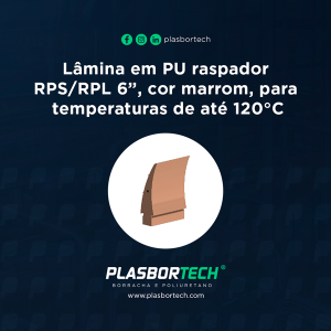 Lâmina em PU raspador RPS RPL 6 cor marrom, para temperaturas de até 120°C