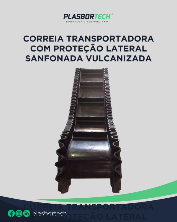 Correia Transportadora com Proteção Lateral Sanfonada Vulcanizada